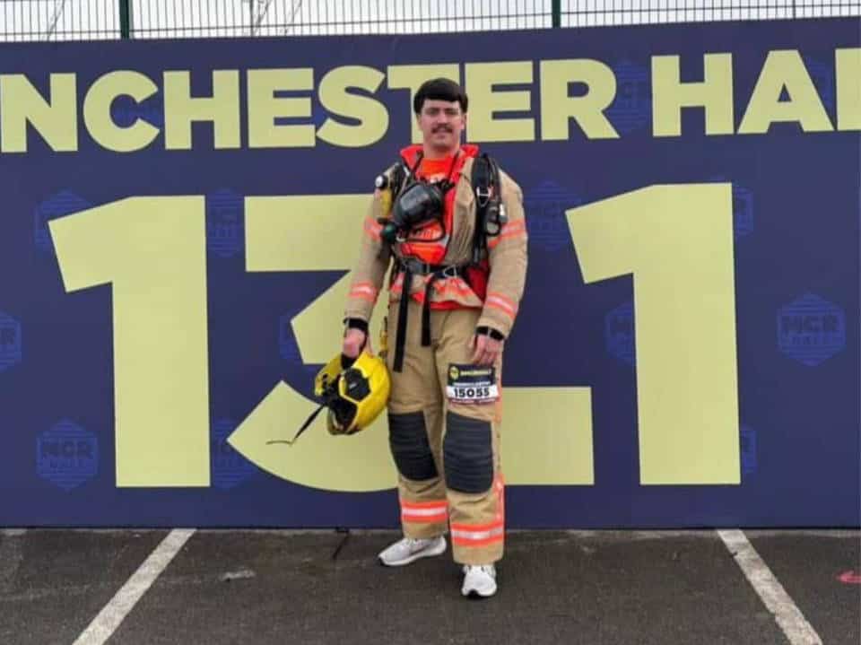 Firefighter Josh McCarthy runs the Manchester Half Marathon for The Ricky Casey Trust